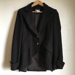 Vintage Designer Wool High-Low Victorian Crest Blazer Coat